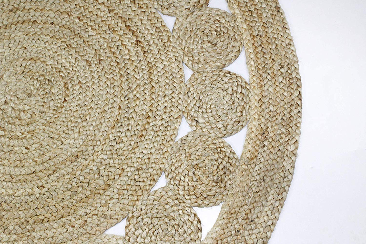 Floor Mats: Jute Round Rug (Beige, 3 Feet, 1 Piece)