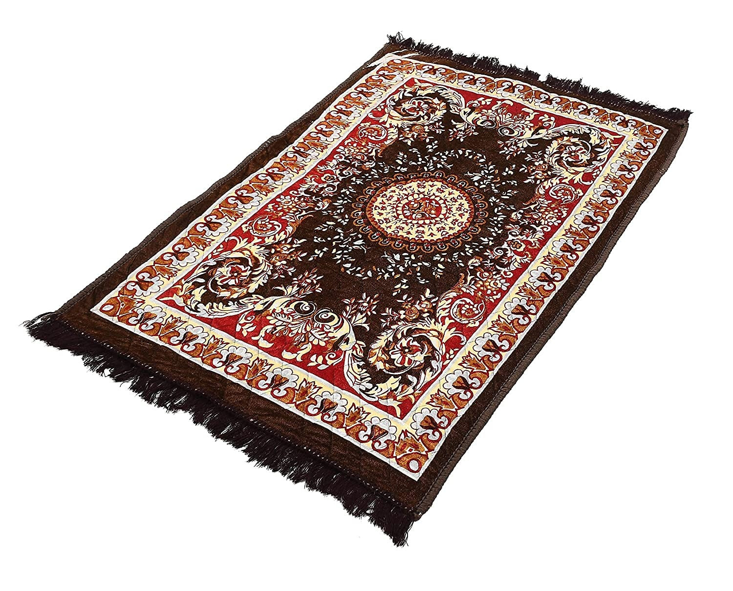 Floor Mats: Velvet Pooja Asan Carpets - Size 28 x 48(Inches) 71X121(CM) 2X4(Feet) Bed Side Runner,Floor Mat, Floor Rug, Pack of 1 Velvet Asan