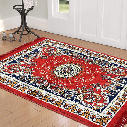 Floor Mats: Velvet Pooja Asan Carpets - Size 28 x 48(Inches) 71X121(CM) 2X4(Feet) Bed Side Runner,Floor Mat, Floor Rug, Pack of 1 Velvet Asan