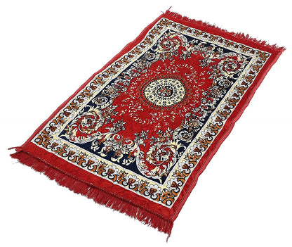 Floor Mats: Velvet Pooja Asan Carpets - Size 28 x 48(Inches) 71X121(CM) 2X4(Feet) Bed Side Runner,Floor Mat, Floor Rug, Pack of 1 Velvet Asan