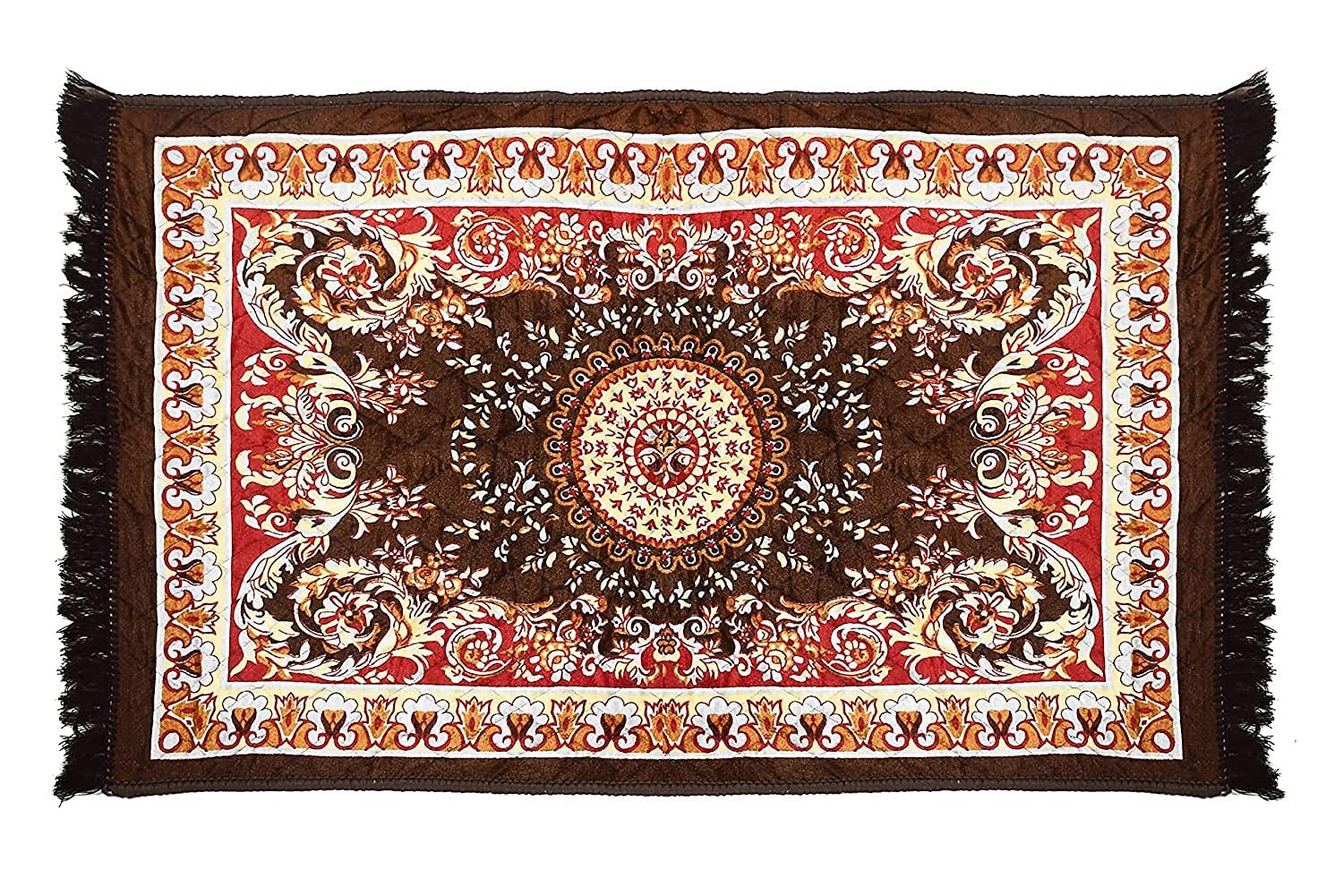 Floor Mats: Velvet Pooja Asan Carpets - Size 28 x 48(Inches) 71X121(CM) 2X4(Feet) Bed Side Runner,Floor Mat, Floor Rug, Pack of 1 Velvet Asan