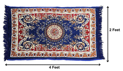 Floor Mats: Velvet Pooja Asan Carpets - Size 28 x 48(Inches) 71X121(CM) 2X4(Feet) Bed Side Runner,Floor Mat, Floor Rug, Pack of 1 Velvet Asan