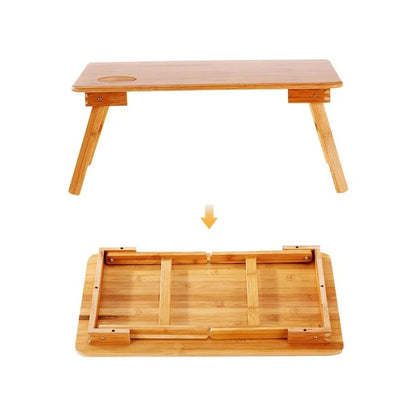 Folding Table: Bamboo Foldable Laptop Table Tray Desk 