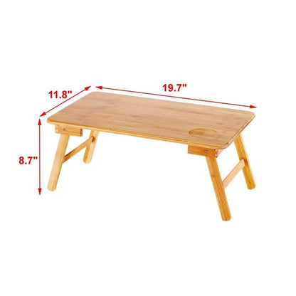 Folding Table: Bamboo Foldable Laptop Table Tray Desk 