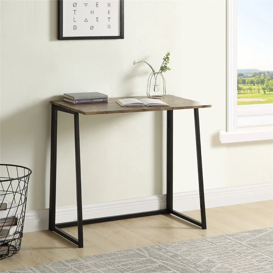 Folding Table: Computer Desk With Industrial Style Folding Study Table For Small Space Offices
