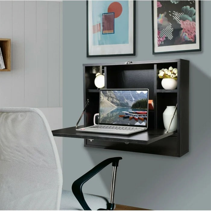 Folding Table: Floating Desk Cum Folding Study Table with Cabinets