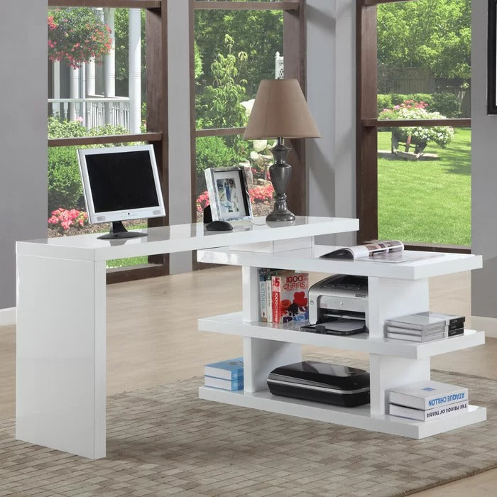 Folding Table: Reversible L-Shape Computer Desk Folding Study Table
