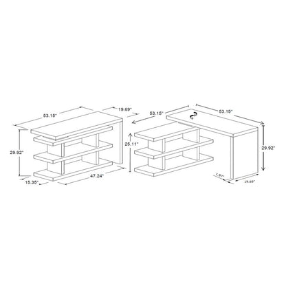Folding Table: Reversible L-Shape Computer Desk Folding Study Table