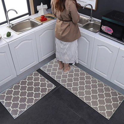 Foor Mats: Anti-Skid Look Soft Washable Multi Purpose Mat & Runner Set (18x54 & 17x26 Inches) Kitchen Combo Mat of 2 Pieces ((Desizn No 04, velvet soft nylon)