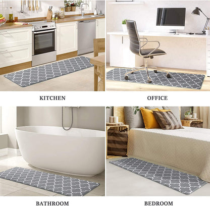 Foor Mats: Anti-Skid Look Soft Washable Multi Purpose Mat & Runner Set (18x54 & 17x26 Inches) Kitchen Combo Mat of 2 Pieces ((Desizn No 04, velvet soft nylon)