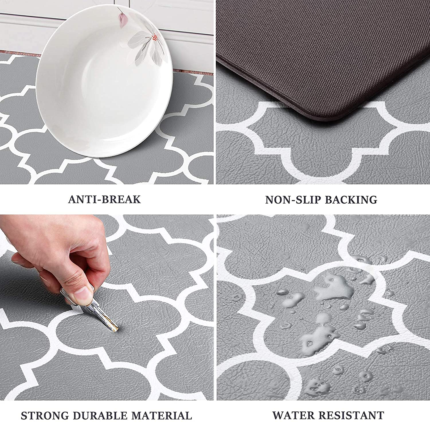 Foor Mats: Anti-Skid Look Soft Washable Multi Purpose Mat & Runner Set (18x54 & 17x26 Inches) Kitchen Combo Mat of 2 Pieces ((Desizn No 04, velvet soft nylon)