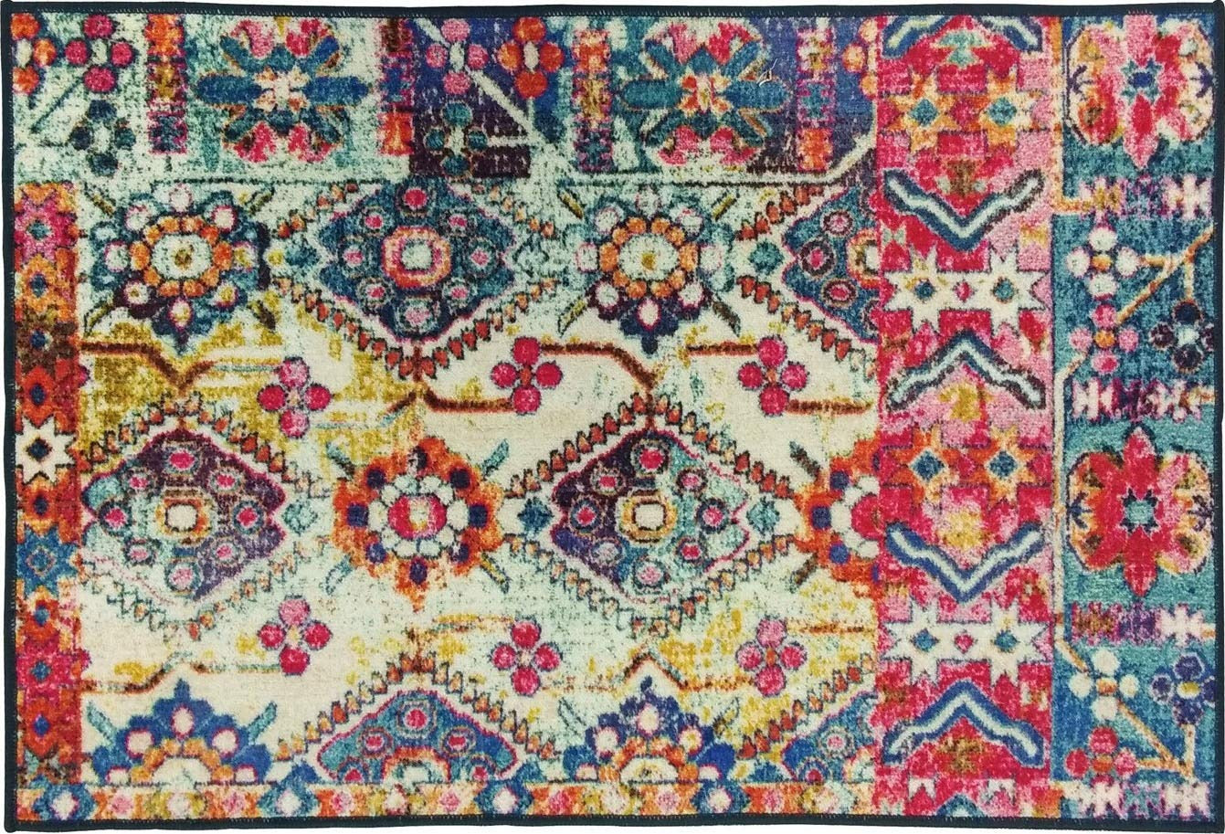 Floor Mats: Status Contract 3 x 5 Feet Multi Printed Vintage Persian Carpets Rug Runner for Bedroom/Living Area/Home with Anti Slip Backing