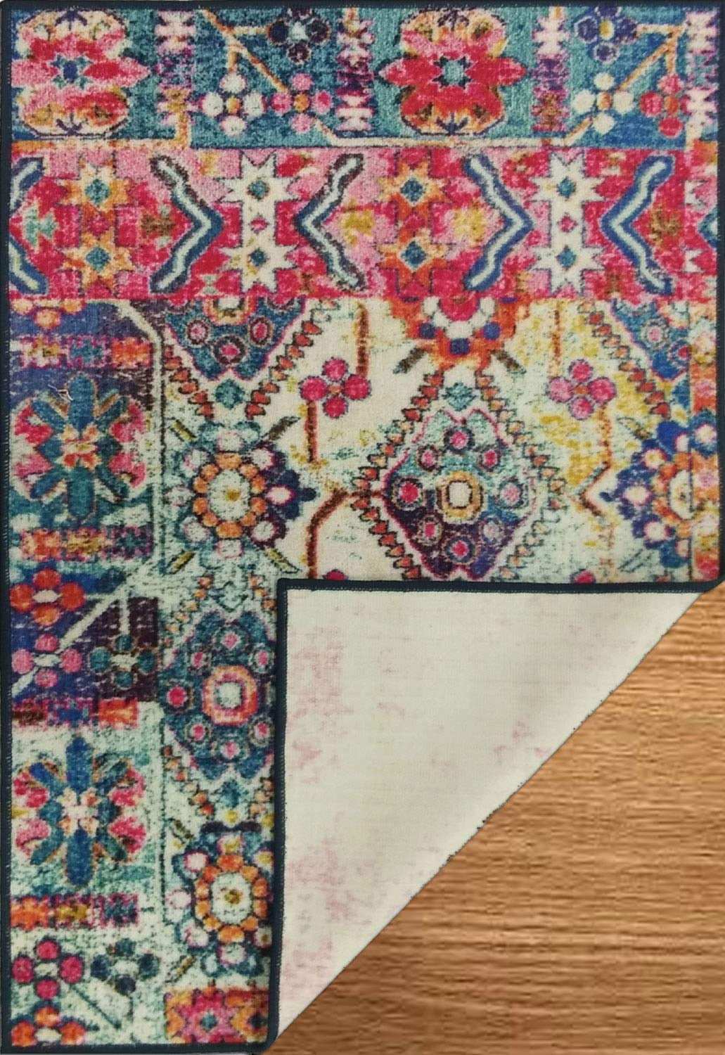 Floor Mats: Status Contract 3 x 5 Feet Multi Printed Vintage Persian Carpets Rug Runner for Bedroom/Living Area/Home with Anti Slip Backing