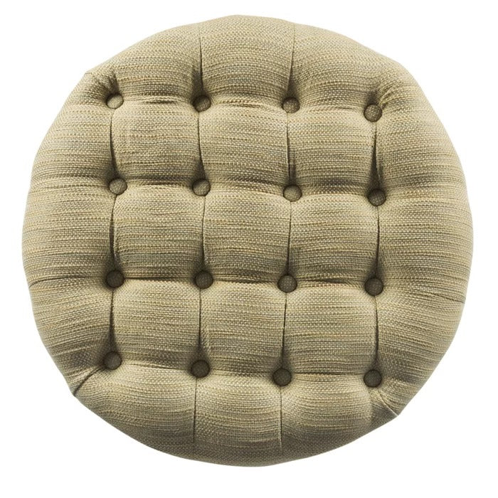 Foot Stool: 25'' Wide Tufted Round Storage Ottoman with Storage