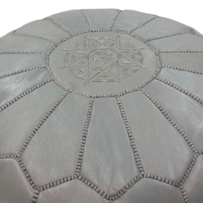 Foot Stool : Genuine Leather Round Pouf Ottoman