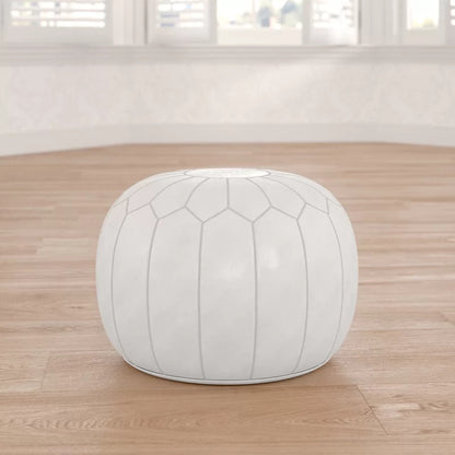 Foot Stool : Genuine Leather Round Pouf Ottoman