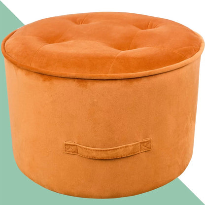 Foot Stool : Velvet Tufted Round Pouf Ottoman