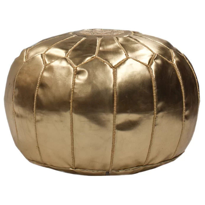 Foot Stool : Genuine Leather Round Pouf Ottoman