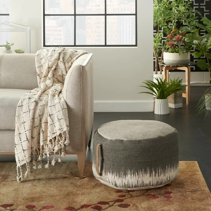 Foot Stool : Round Abstract Pouf Ottoman