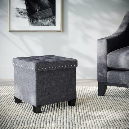 Foot Stool : Wide Tufted Square Ottoman with Storage