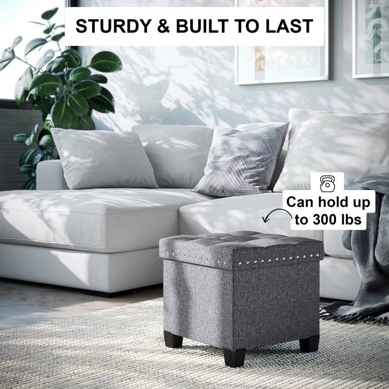 Foot Stool : Wide Tufted Square Ottoman with Storage