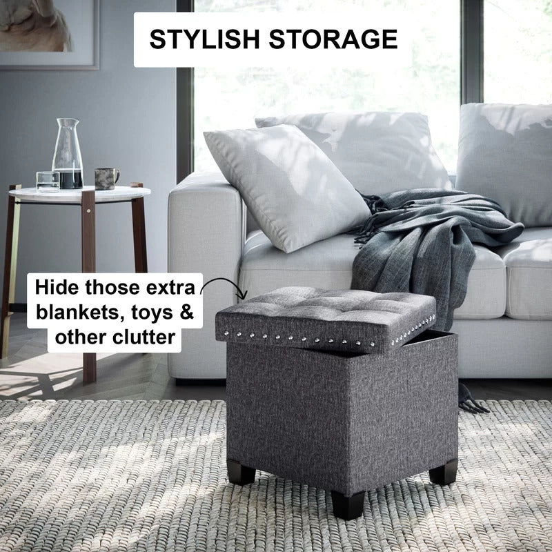 Foot Stool : Wide Tufted Square Ottoman with Storage