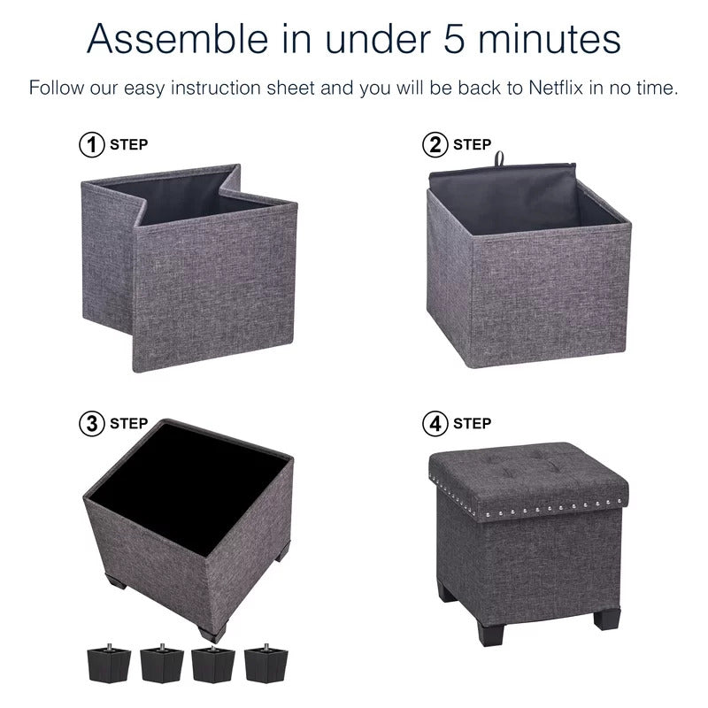 Foot Stool : Wide Tufted Square Ottoman with Storage