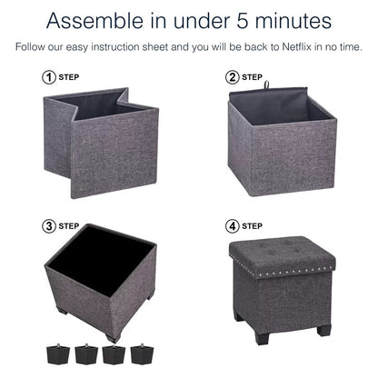 Foot Stool : Wide Tufted Square Ottoman with Storage