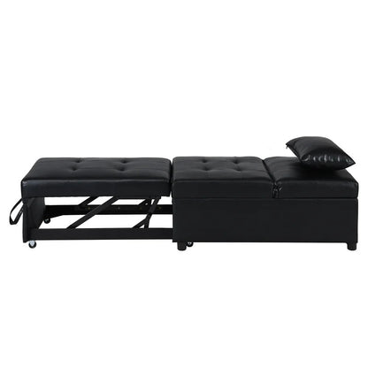 Futon: 26.8'' Wide Faux Leatherette Convertible Sofa