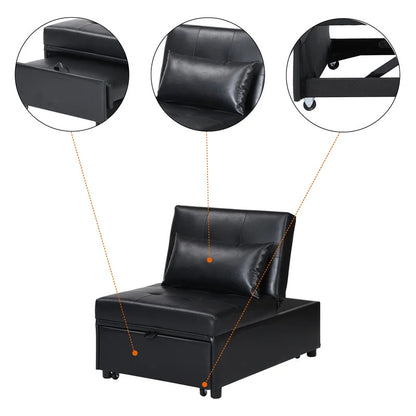 Futon: 26.8'' Wide Faux Leatherette Convertible Sofa