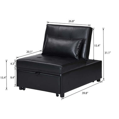 Futon 26.8 Wide Faux Leatherette Convertible Sofa