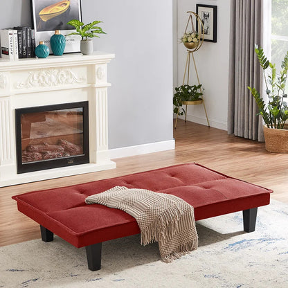Futon: 64.57'' Wide Tufted Back Convertible Sofa