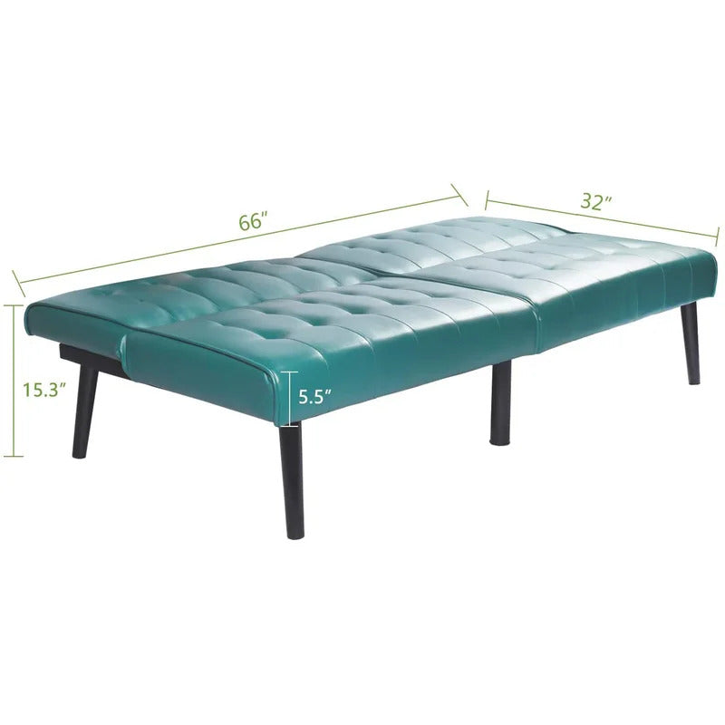 Futon: 66.2'' Wide Faux Leatherette Convertible Sofa-5