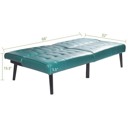 Futon: 66.2'' Wide Faux Leatherette Convertible Sofa-5