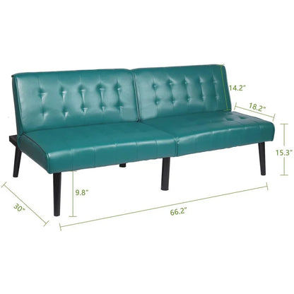 Futon: 66.2'' Wide Faux Leatherette Convertible Sofa-6