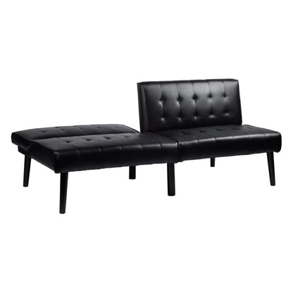 Futon: 66.2'' Wide Faux Leatherette Convertible Sofa-9