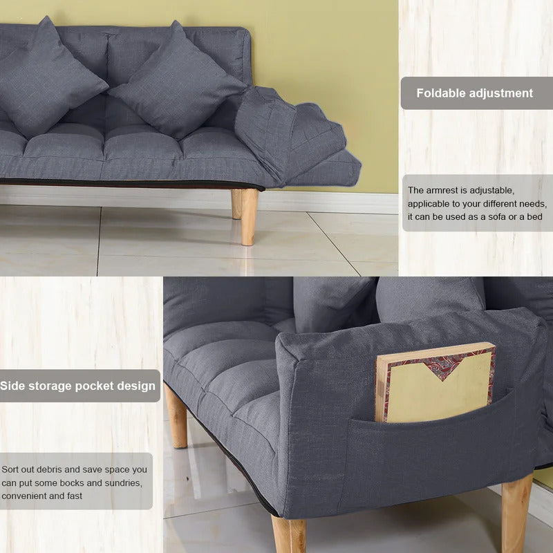 Futon: 68.5'' Wide  Back Sofa