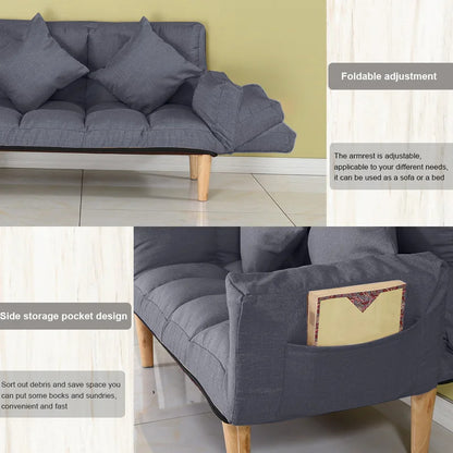 Futon: 68.5'' Wide  Back Sofa
