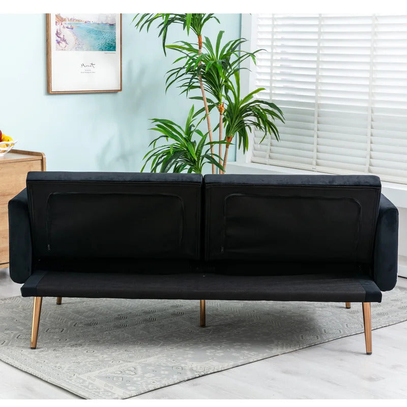 Futon: 68.5'' Wide Velvet Convertible Sofa