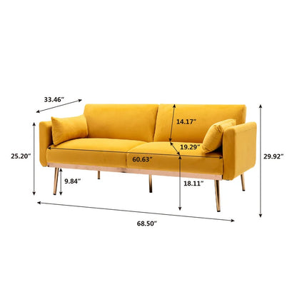 Futon: 68.5'' Wide Velvet Convertible Sofa