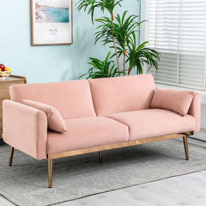 Futon: 68.5'' Wide Velvet Convertible Sofa