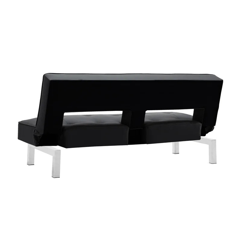 Futon: 68'' Wide Faux Leatherette Convertible Sofa