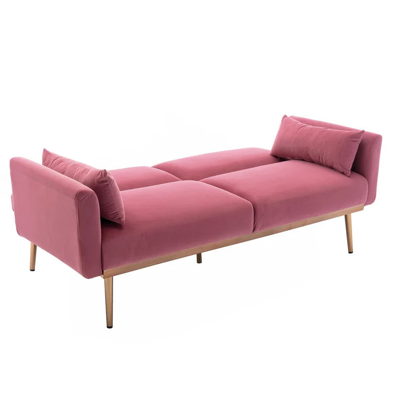 Futon: 68'' Wide Velvet Convertible Sofa
