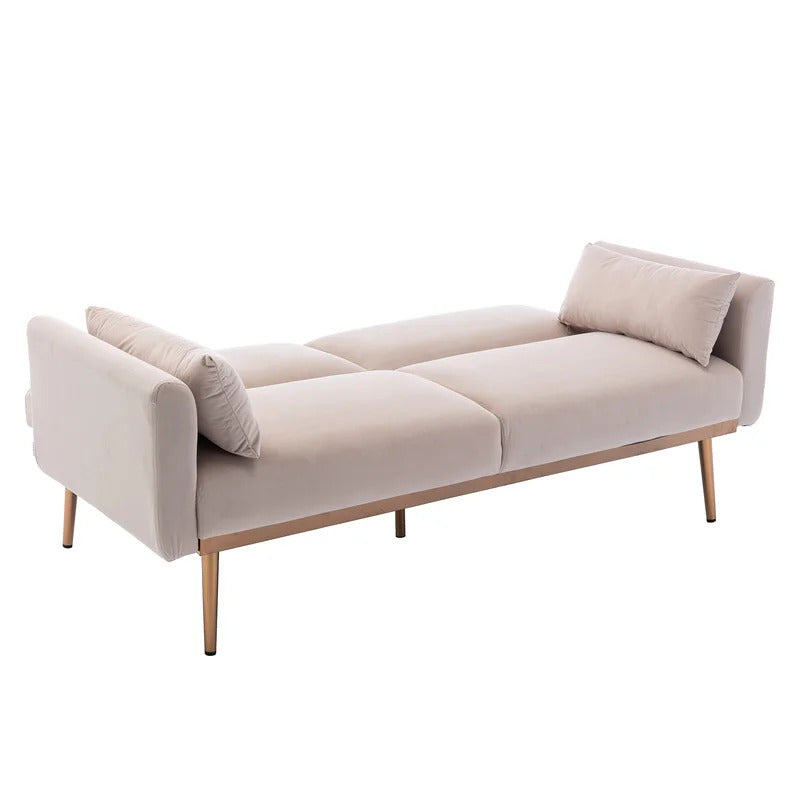 Futon: 68'' Wide Velvet Convertible Sofa