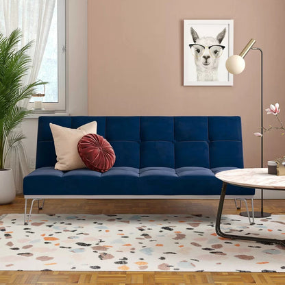 Futon: 69'' Wide Velvet  Convertible Sofa