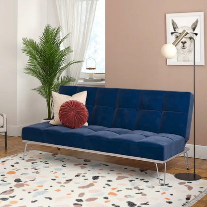 Futon: 69'' Wide Velvet  Convertible Sofa
