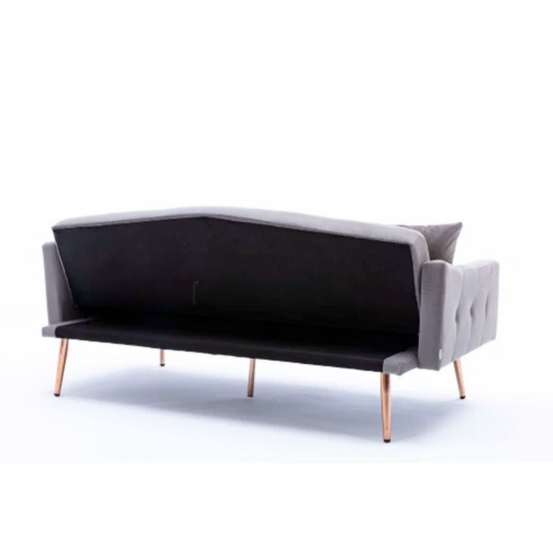 Futon: 70'' Velvet Square Arm Sleeper Sofa