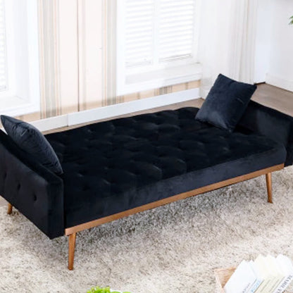 Futon: 70'' Velvet Square Arm Sleeper Sofa