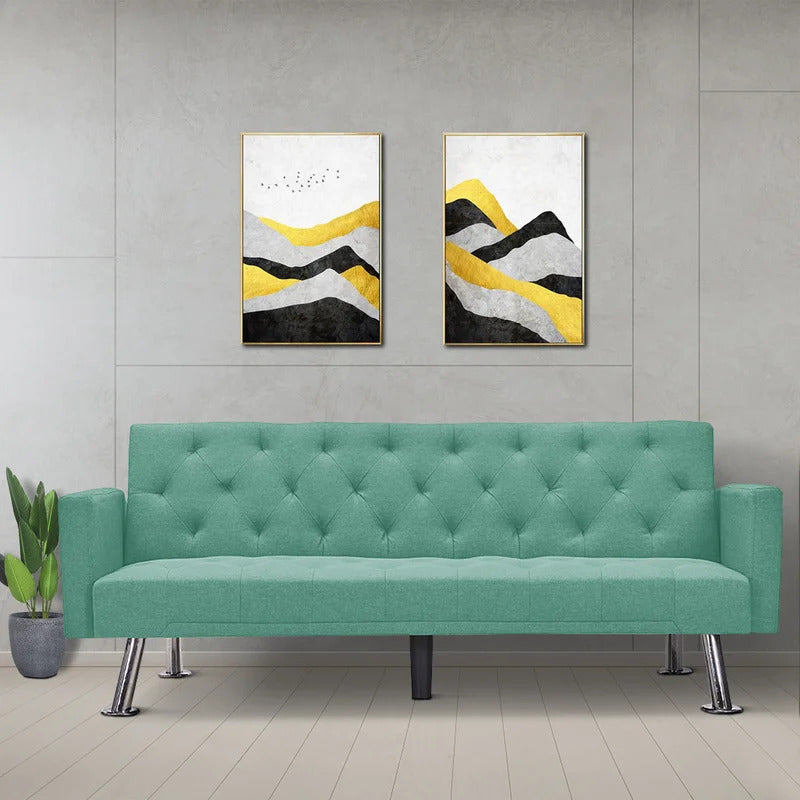 Futon: 72.83'' Wide Tufted Back Convertible Sofa