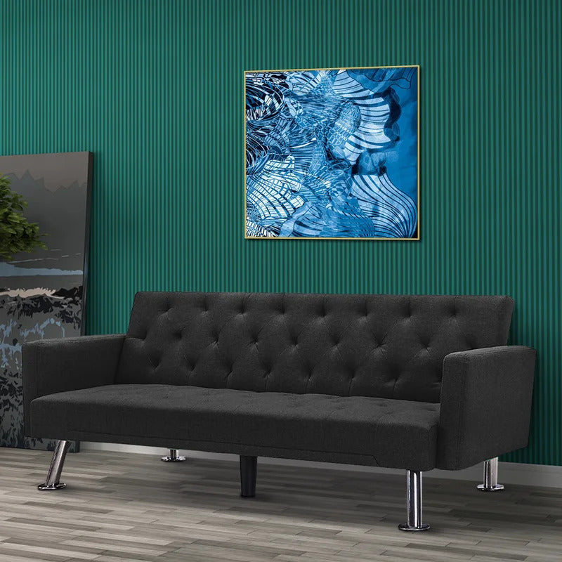 Futon: 72.83'' Wide Tufted Back Convertible Sofa